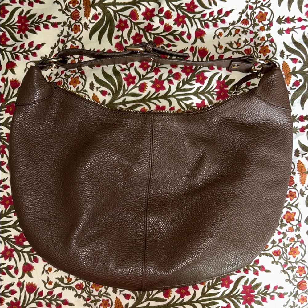 Quince Brown Leather Half Moon Adjustable Hobo Bag 👜